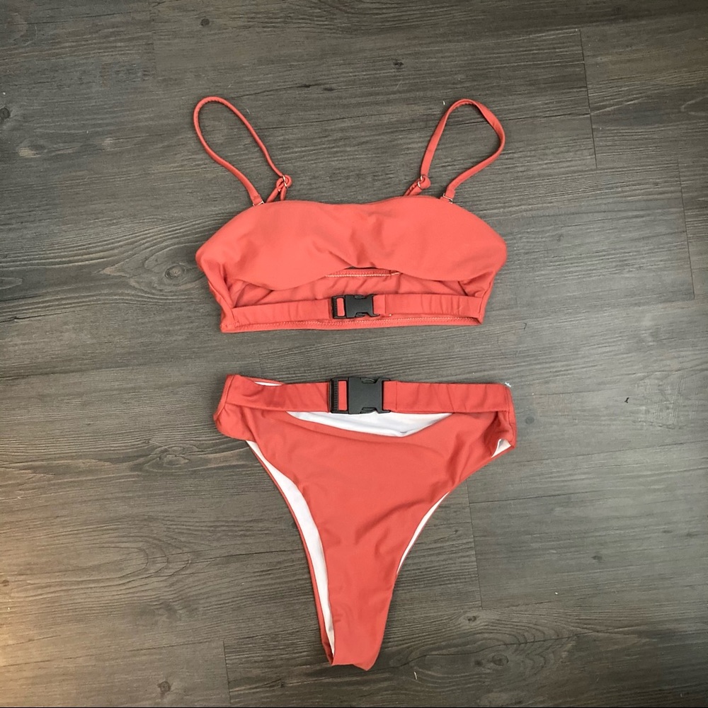 Orange buckle bikini